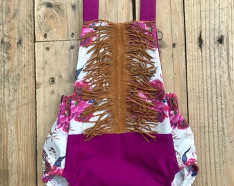 Deer horn, floral, feather, fringe, romper