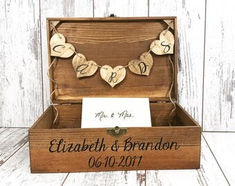 Personalized Wedding Card Box, Wooden Wedding Card Box, Rustic Card Box, Stained Keepsake Box, Card Box, Wedding Gift, Wedding Cards Box