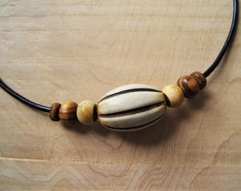 Collana Da Uomo Artigianale In Perle Di Legno E Ceramica – Stile Surfista, Lunghezza Regolabile 40+7 Cm, Resistente All'acqua, Fatta A Mano, Look Bohémien - 3