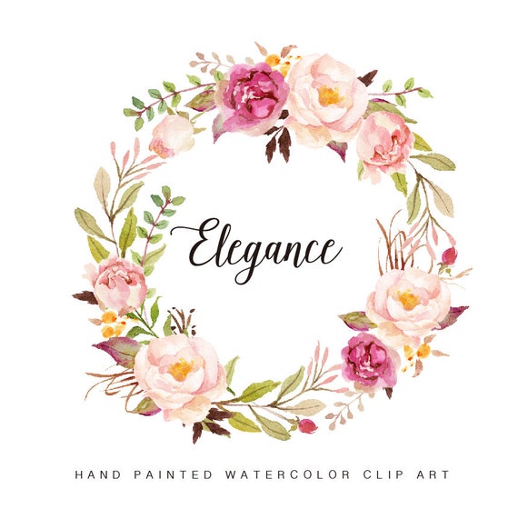 Download Watercolor floral wreath-Elegance/Individual PNG files/Hand