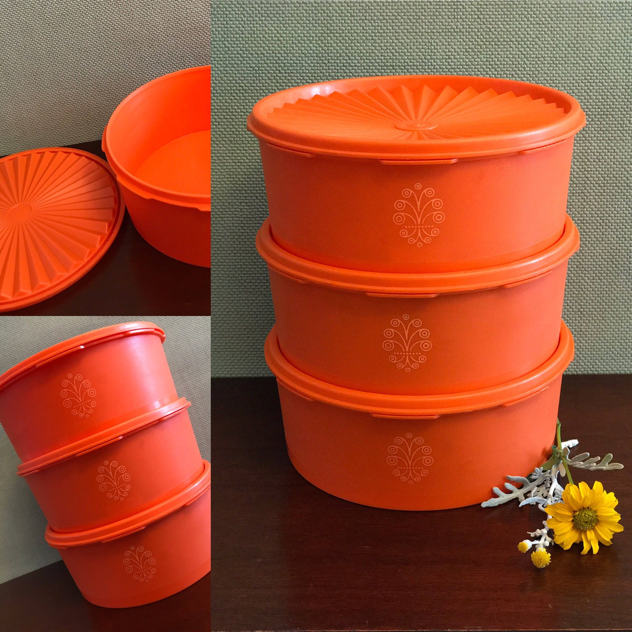 Vintage Tupperware Tangerine Servalier Canisters Orange Tupperware 8   Il Fullxfull.1261712620 Tjup 