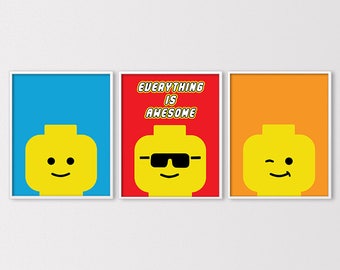 Lego Art, Lego Prints, Lego Birthday Party Printables, Lego Party Printables, Lego Wall Art, Lego Heads, Lego Nursery Art, Insant Download