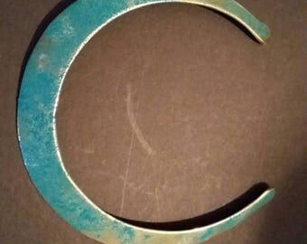 SALE Vintage Turquoise Enamel Necklace Handmade Brass Choker Boho Jewelry