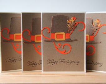Happy Thanksgiving Card. Handmade Pilgrim Card. Blank Thanksgiving Card. Handmade Greeting Card. Autumn Card.