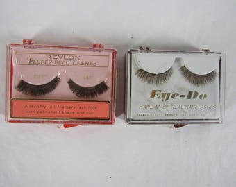 2 pair vintage false eyelashes Fluffy Full Real Hair