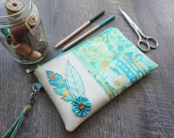 Zippered Clutch, Wristlet clutch with detachable strap, cosmetic bag, zippered Pouch,bridesmaidsgifts