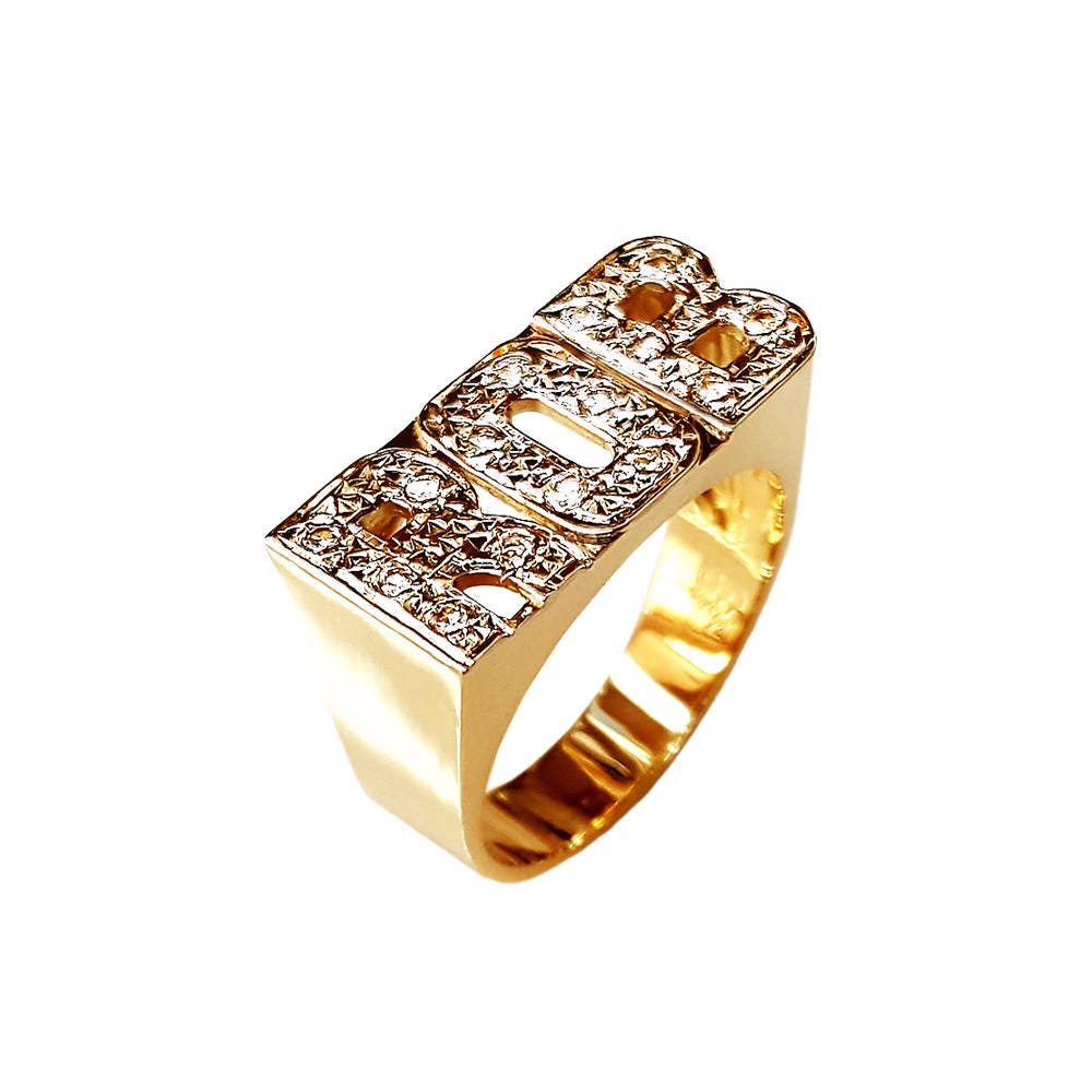 name letter ring gold