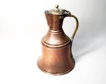 Large French Vintage Hammered Copper Pitcher - Copper Jug