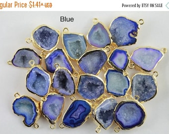 Connector 10-20 Wholesale cave druzy 24 k gold edged