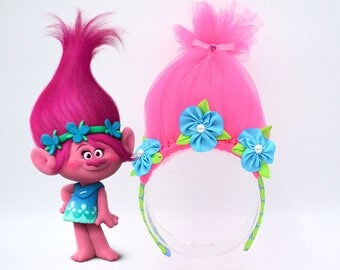 SALE 10% OFF - Custom Trolls Headbands, Troll Hot Pink Poppy Headband. Troll Hair, Troll Headband,