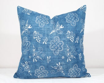 SALE! 18"x18" Vintage Indigo Batik Pillows, Old Chinese HMONG Batik Fabric Pillow Case, Ethnic Textile Cushion Cover