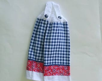 Crochet Tea Towels, Kitchen Decor, Topper Towels, Blue, Crochet Towels, Hanging Towels, Button Top, Dish Towels, Crochet Top Tea Towels