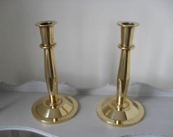 Brass CANDLESTICKS Vintage Brass Candleholders Heavy Brass Candlestick Holders Classic Brass Candle Holders PAIR Brass Candlesticks