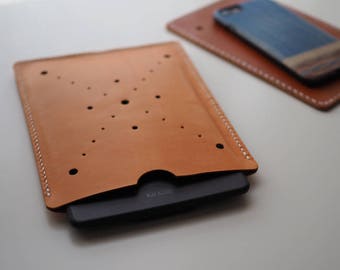 Leather Cover: Kindle Paperwhite Cover (Orange) - L001 - Genuine Cow Leather