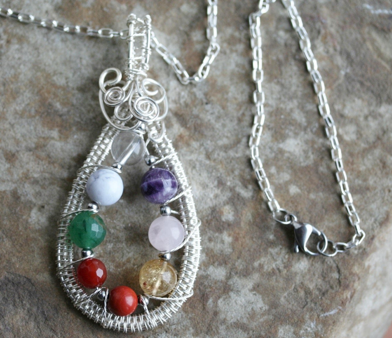 Quartz Necklace 21p Handmade Jewelry Quartz Pendant