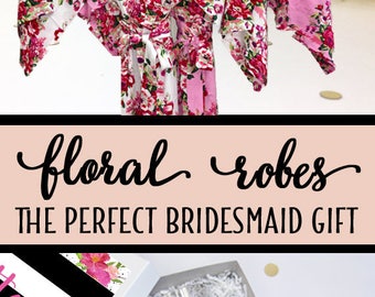 Bridesmaid Robes, 5 Colors, Bridesmaid Gift, Floral Robe, Bridal Party Robes, Set of Bridesmaids Robes, Wedding Robe, Cotton Bridesmaid Robe