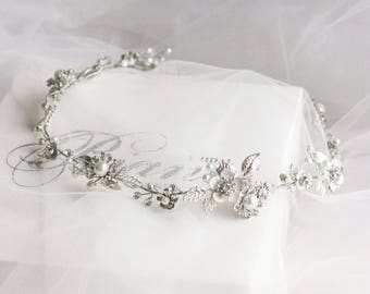 Bridal Hair Piece, Wedding Hair Vine, Halo, Bridal Headband, Bridal Tiara, Wedding Diadem, Silver Leaf, Wedding Headband, Wedding Headpiece