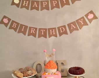 Birthday Pumpkin Banner - Fall Birthday Banner for Girl - Fall Birthday Party Decor - Fall Birthday Decorations - Happy Birthday Banner