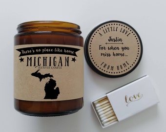 Michigan Scented Candle Missing Home Homesick Gift Moving Gift New Home Gift No Place Like Home State Candle Miss You Mothers Day Gift