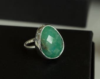 Beautiful Chrysoprase Ring, Rose Cut Chrysoprase, Gemstone Ring, Natural Chrysoprase, Green Gemstone, Chrysoprase Jewelry