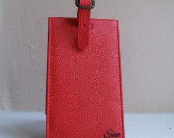 Bespoke Leather Luggage Tag, Personalised Leather luggage tag, Engraved leather luggage tag, Custom luggage tag, Monogram Luggage Tag