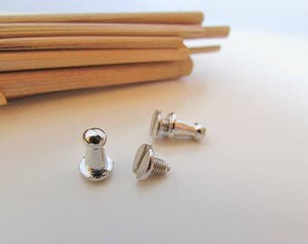 bronze 5 button rivet bag in silver color clasp - 9 x 6 mm - 12.9
