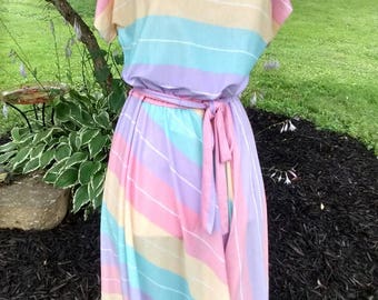 1970s Pastel Rainbow Dress