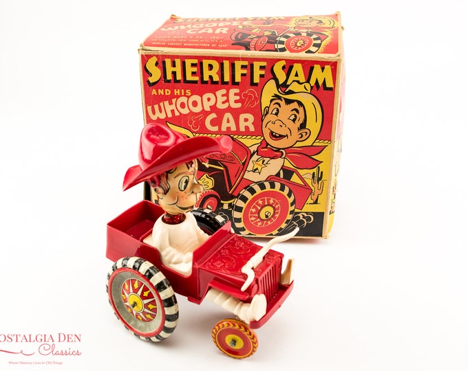 Vintage Marx Tin Toy | Sheriff Sam And His Whoopee Car | Marx Toy Car | Working Condition With Box