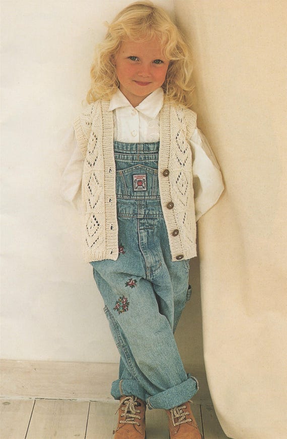 Childrens Waistcoat PDF Knitting Pattern Girls 22 24 26