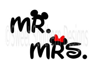 Mr and Mrs Disney family shirt design Mickey Mouse SVG instant download design for cricut or silhouette