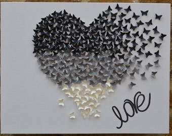 Heart Wall Decor ombre 3d butterfly wall art/butterfly heart wall decor/3d Heart Wall Decor ombre 3d butterfly wall art/butterfly heart wall decor/3d