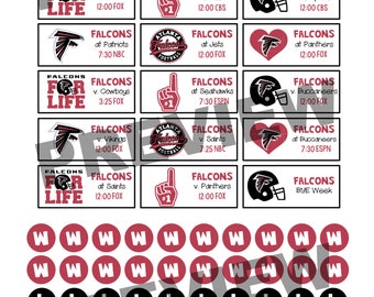 Atlanta Falcons 2017-2018 Season Schedule Stickers for Erin Condren Life Planner {INSTANT DOWNLOAD}