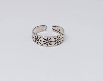 Sun Oxidized Sterling Silver Toe Ring, Boho Ring, Adjustable Ring, Sterling Silver Jewelry