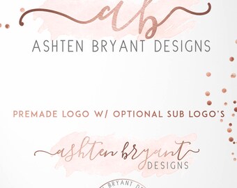 Rose Gold Photography Logo Branding Bundle, Watercolor Logo, Branding Bundle, Photography Watermark Branding Logo, Gold Pink Logo, PM05