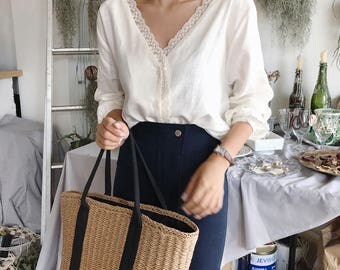 Cotton100% organic Top Blouse - Minimalist linen Cardigan -Cotton blouse - minimalist organic top