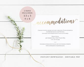 accommodation cards template