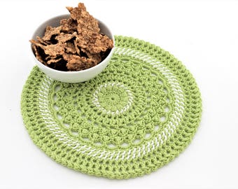 Crochet green doily Round Doily Gift for her Housewarming gift Mother day Home decor