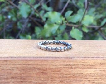 Sterling Silver Beaded Band Stacking Ring / Bead Band Ring / Sterling Silver Ring / Bead Stack Ring / Bubble Ring Band / Bubble Stack Ring