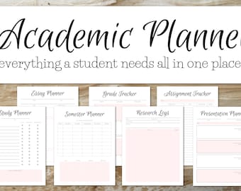 Academic Planner | SOFT PINK | Student Planner 2017-2018, Academic Planner 2017-2018, Daily Planner, School Agenda, Grade Tracker, Filofax |