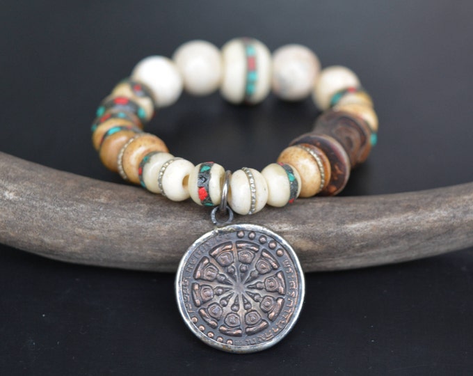 Mala Beads + Dharma Wheel