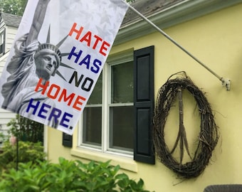 Hate Has No Home Here American Flag // Wall Hanging // Statue of Liberty // Resist // House Flag // Porch Decor // Love Trumps Hate