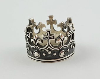 Vintage Sterling Silver King crown ring, Sterling Silver royal crown ring,Sterling queen ring,Sterling royal crown ring, Gothic ring, gift