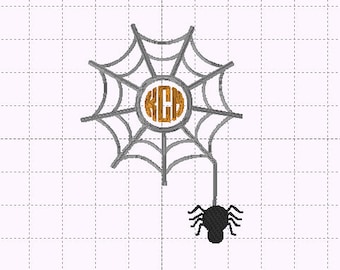 Spider Web Circle Monogram Applique Applique - INSTANT DOWNLOAD - Embroidery Design - Size 5x7 - Halloween - Boy - Girl - Fall
