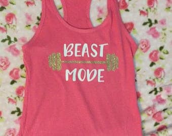 Beast mode shirt, workout tank, exercise tank, workout tanks for women, funny workout shirt, exercise shirt, exercise clothing, gift for her