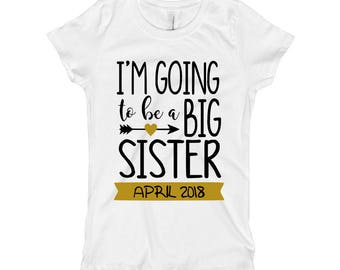 I'm going to be a big sister Shirt - Baby Announcement Shirt Bodysuit - Black and Gold Baby Announcement Outfit - Toddler Kids Shirt