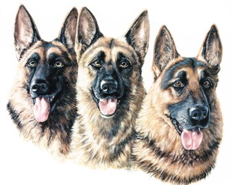 German Shepherd on Fabric Panel Quilt Pillow Tote 433Y