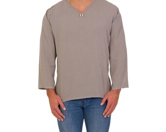 V-Neck Shirt // Long Sleeve Kurta // 100% Super Soft Cotton // Made in Thailand // Hippie Hobo Boho Bohemian Wear // Festival Clothing