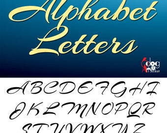 Elegant Cursive Alphabet SVG DXF Vector Cut Files Monogram Font Cuttable Letters Vinyl Iron On Heat Press Transfer Silhouette Cricut JB-787