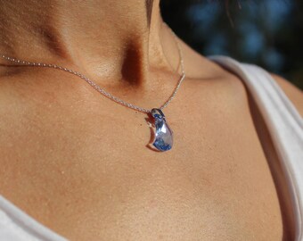 Swarovski Necklace, Crescent Moon Necklace, Crystal Necklace, Moon Necklace, Swarovski Crystal Necklace, Silver Necklace, Dainty Necklace