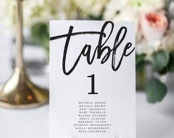 Modern Wedding Seating Chart Black and White Table Numbers Editable Table Numbers Template Seating chart Template Table Numbers Template